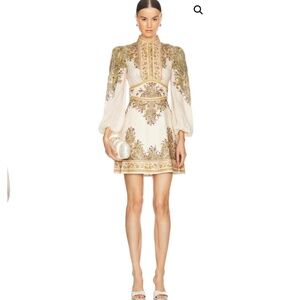 Natura Floral Paisley Long Sleeve Linen Mini Dress